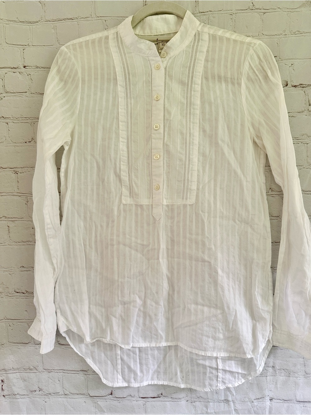 J Crew White Cotton Button Front Tunic Top size XS
